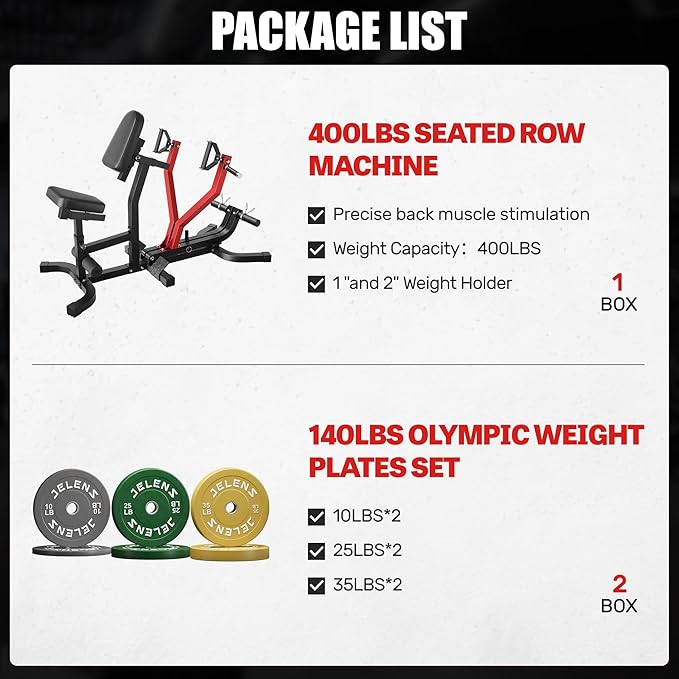RM01 Seated Row Machine, Back Exercising Equipment Plate Loaded, Chest Supported T-bar Row Machine with Independent Arms, Back Machine Home Gym for 400LBS Capacity Gym Equipment