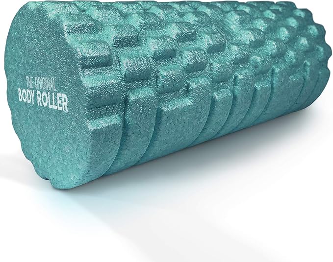 High Density Foam Roller Massager for Deep Tissue Massage of The Back and Leg Muscles - Self Myofascial Release of Painful Trigger Point Muscle Adhesions - 13" Turquoise