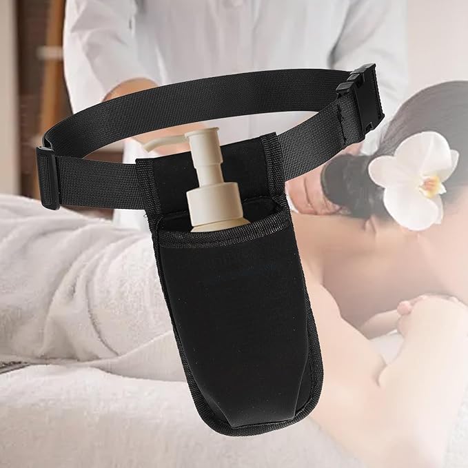 2 PCS Black Portable Massage Lotion Holster, Adjustable Massage Oil Bottle Belt