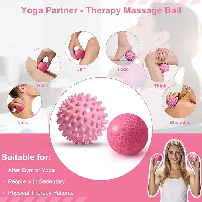 4Pcs Yoga Ball Set includes Large and 9in Pilates Balls, Massage & Spiky Ball for Fitness ,Anti-Burst Exercise Ball with Pumb for Pregnancy,Physical Therapy,Office Chair, Home Workout,3Sizes,3Colors