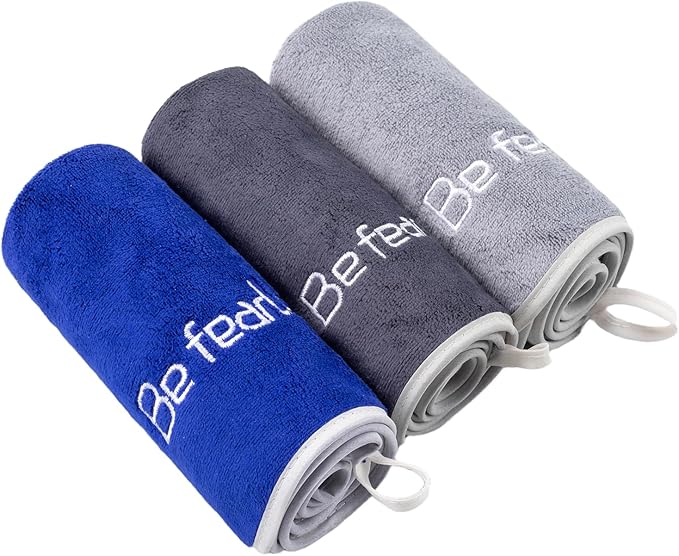 Microfiber Gym Towel Set for Men Women, Super Soft and Quick-Drying Towels for Fitness, Yoga, Cycling, Swimming (NavyBlue+CoolGrey+Grey, 3 Pack)