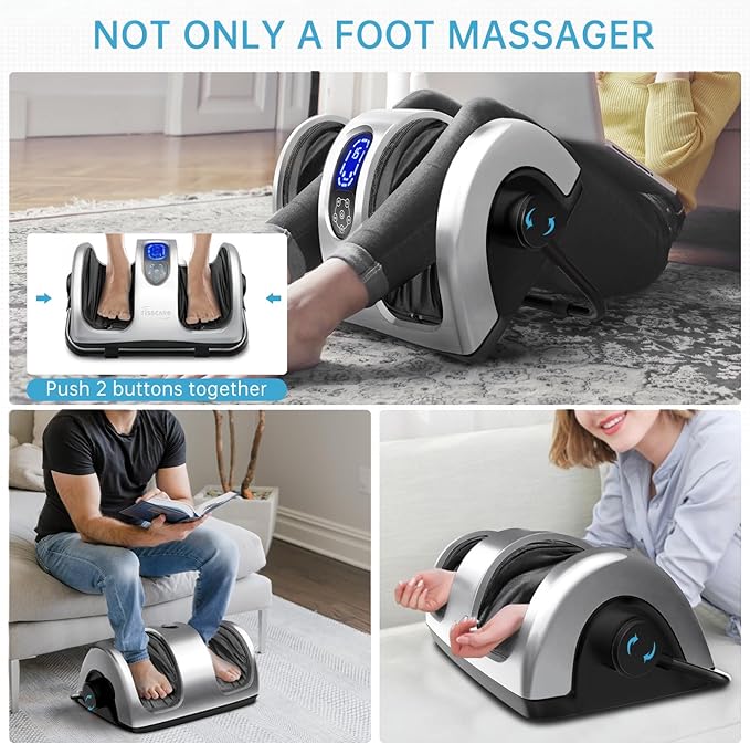 TISSCARE Shiatsu Foot Massager with Heat: FSA Eligible HSA Foot Massager for Neuropathy, Plantar Fasciitis and Pain Relief-Massage Feet/Leg/Calf/Ankle at Home/Office, Gifts for Women and Men(Gray)