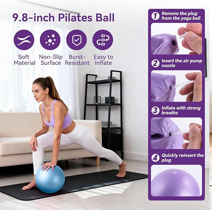 Pilates Kit for Women,15 Inch Magic Circle, 6 Multi-Level Resistance Bands,Yoga Ball Socks, Back Neck Stretcher ,14-Piece Full Body Toning Pilates Equipment for Beginners, 15 Min Daily Routine