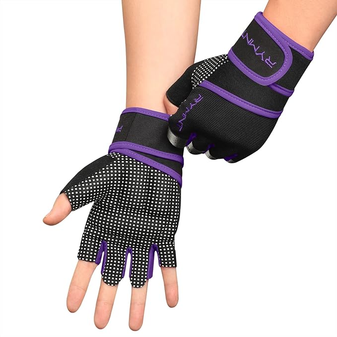 Workout Gloves with Wrist Wrap Support, Weight Lifting Gloves with Full Palm Protection & Extra Grip for Men Women Gym Exercise, Fitness, Weightlifting, Pull ups