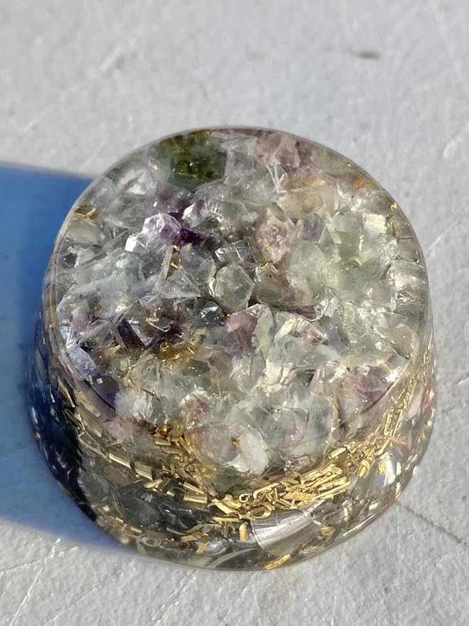 Rainbow Fluorite Orgone Generator Energy Accumulator 528Hz/7.83Hz/Advance Harmonics Many Beautiful Ingredients and Colors! (Rainbow Fluorite)