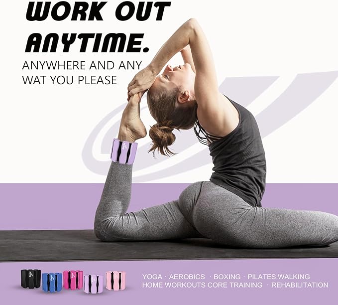Wrist Ankle Weights for Women Men, Leg Arm Wrist Weights Bangles 1lb*2 1.5lb*2 2lb*2Wearable Weights Pilates Weighted Bracelet for Strength Training Walking Swimming Exercises Yoga Physical Therapy