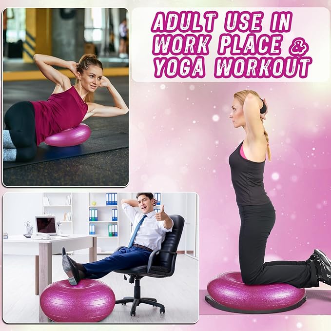 Libima 4 Pcs Flexible Seating for Classroom Inflatable Ball Chairs with Pump Donut Exercise Ball Cushion Seat for Balance and Stability Training School Home Office Gym Yoga Workout