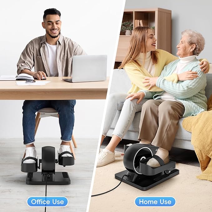 FUNMILY Under Desk Elliptical, Ultra-Quiet Elliptical Machine for Home, Upgraded Magnetic Control Leg Exerciser&12 Speeds Electric Elliptical for Seniors,100% Pre-Assembled Home Workout Equipment