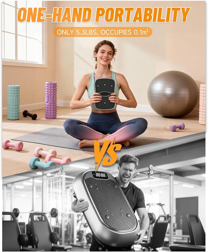 Portable Cordless Vibration Plate – Wireless, Rechargeable, 4 Speed Levels, for Body Massage, Relaxation & Circulation Boost