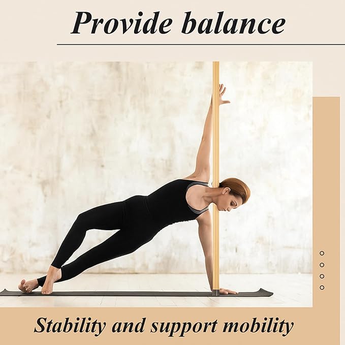 Hiboom 6/9 Pcs 5ft Yoga Stick Natural Bamboo Black Exercise Stick with Non-Slip Rubber Ends Stretching Tool Posture Corrector Stretch Tool for Flexibility, Workout, Balance Fitness