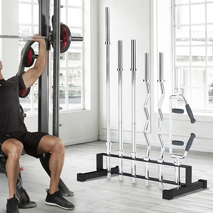 Barbell Bar Rack - Heavy Duty 6-Slot Freestanding Dumbbell Rack with Non-Slip Base, Space-Saving Vertical Weight Rack for Home Gym Equipment