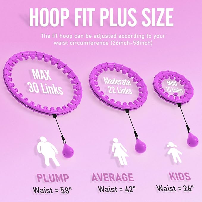 JKSHMYT Weighted Hula Circle Hoops for Adults Weight Loss, Infinity Fit Hoop Plus Size, 30 Detachable Links, Exercise Hoop for Women and Beginners