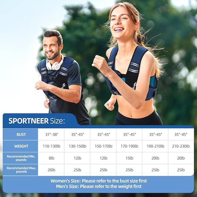 Sportneer Weighted Vest Woman: 8lb/12lb/15lb/20lb/25lb Weight Vest for Walking with Phone Bag, Adjustable Women Weighted Vest for Running Rucking Vest for Jogging Strength Training Weight Loss