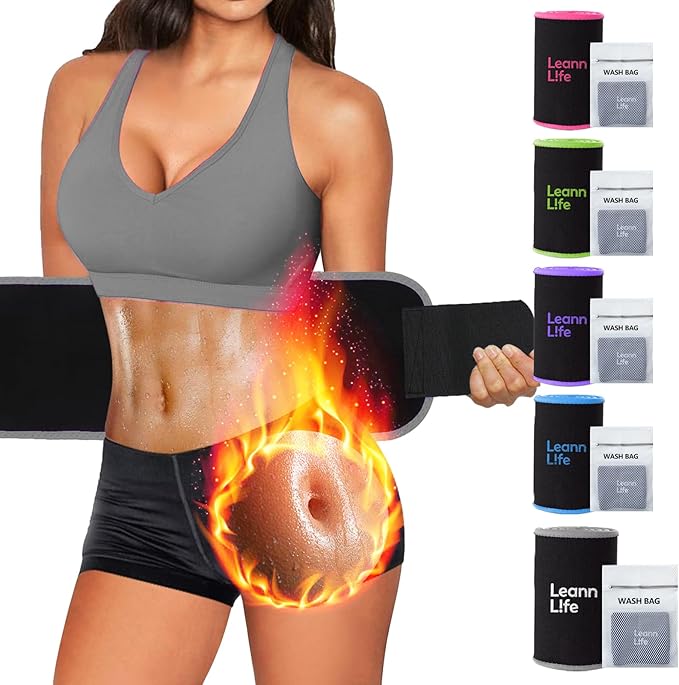 Waist Trimmer Belt – One Size 52″ Fits All Women & Men, Premium Neoprene Sweat Waist Trainer for Workout & Fitness