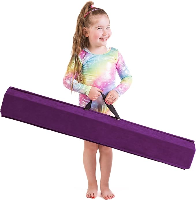 Artistic Gymnastics Beam for Home - 210/240/270/300 - Amazing Balance Equipment for Kids at Home - Faux Suede, High Density EVA Foam - Carrying Straps