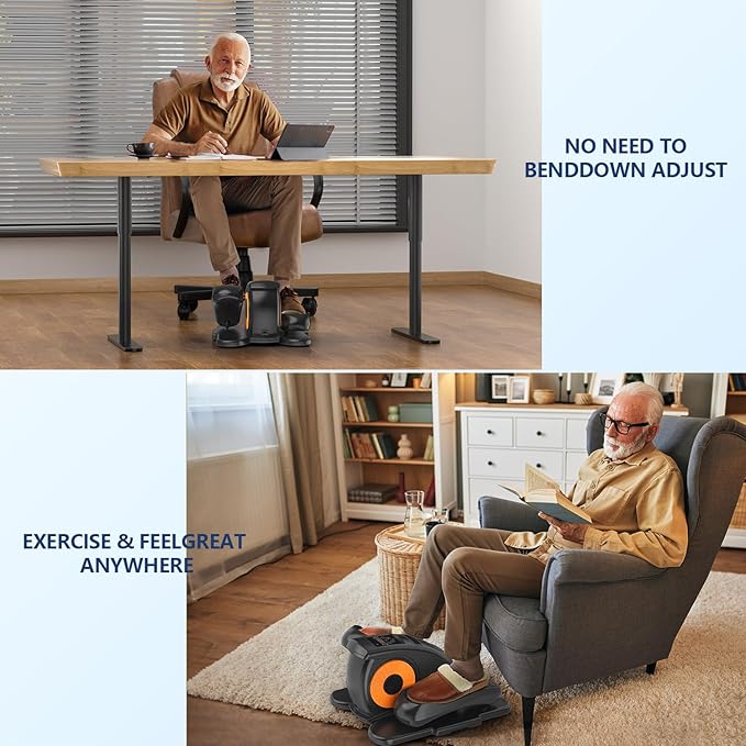 Under Desk Elliptical Machine for Senior Mini Elliptical Leg Exerciser with Remote Quiet Portable Electric Seated Foot Pedal Exerciser for Home Office