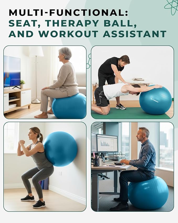 Trideer Exercise Ball for Physical Therapy & Workout - Swiss Ball for Core Strength & Balance