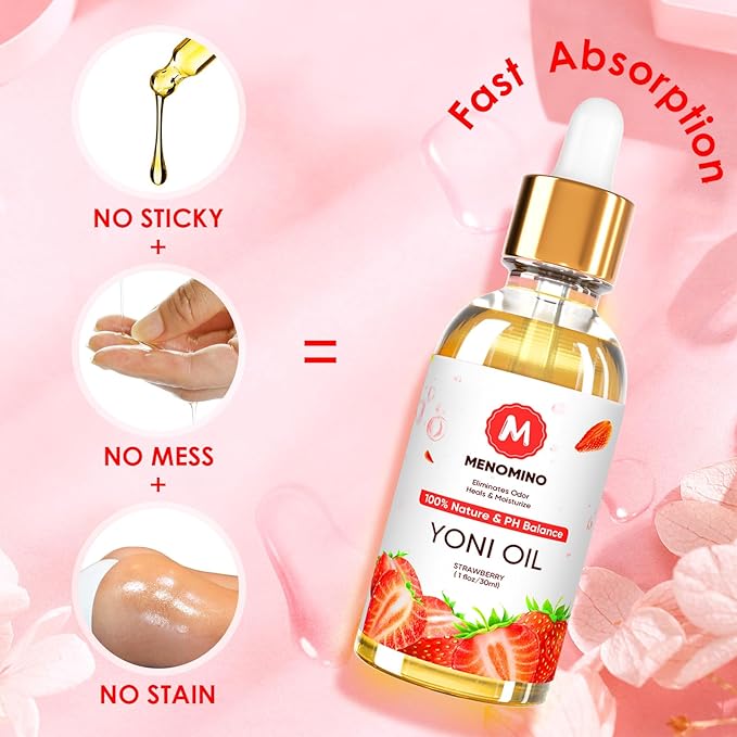 2 Pack Yoni Oil for Women - Organic Strawberry Feminine Oil, Feminine Deodorant - pH Balance - Eliminates Odor - Vaginal Moisturizer, 100% Natural Yoni Essential Oil, 1 fl oz/pc