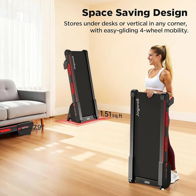Jogwell Walking Pad Treadmill with 20%/15%/12% Auto Incline, 350lbs Capacity Treadmills for Home Office Under 35dB, Spacious Running Area, Vertical Storage, 3/3.5HP Brushless