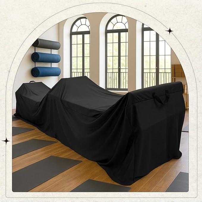 Pilates Reformer Protective Cover Dustproof Waterproof Oxford Fabric with Elastic Edge 2 Handles Drawstring Reformer Machine Cover for Indoor Outdoor Gym Home Yoga Studio,95 x 30 x 22 Inch