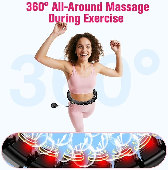 Fit Hoop Weighted Hula Pilates Circles, 32 Detachable Parts & 65-Inch Plus-Size Fit, Weight Loss Fitness Gear, Quiet Home Workout Tool