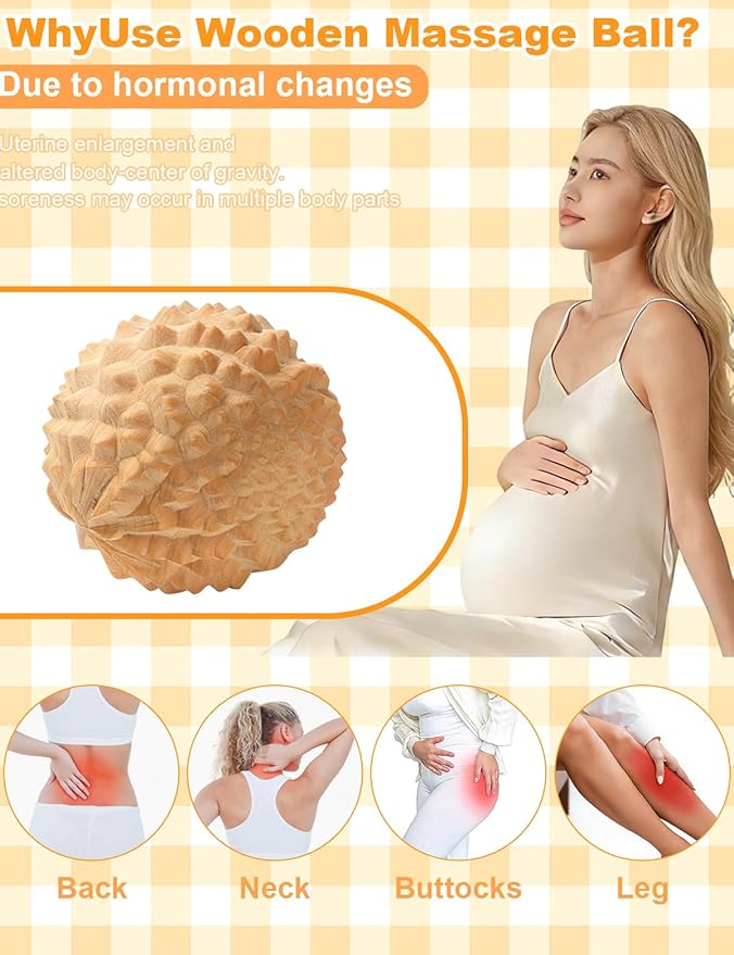 Wooden Labor Comb Birth Comb Massage Ball Acupressure Ball Massage Roller Ball Kit for Women Labor and Delivery Essentials,Designed for Expectant Moms,Labor Pain Relief, Midwife Essential