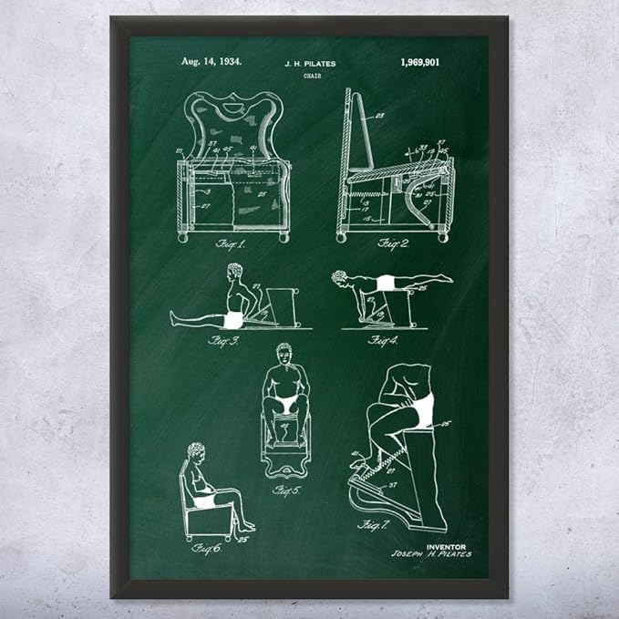Pilates Chair Patent Framed Print (8x10) Pilates Gifts, Gym Art, Pilates Decor, Athlete Gifts, Garage Decor, Sports Gifts, Mom Gifts