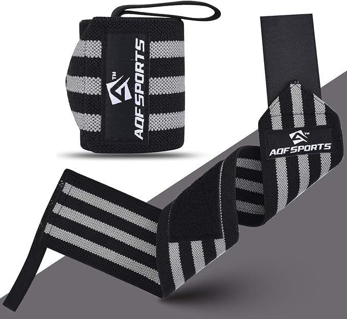 AQF Wrist Wraps for Weightlifting - USPA & IPL Approved 18" Gym Wrist Support with Thumb Loop - Heavy Duty Lifting Wrist Straps for Fitness, Workout, Powerlifting, & Bodybuilding (Pair)