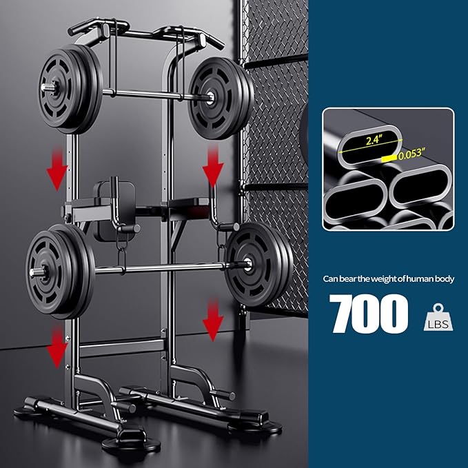 Power Tower Adjustable Height Pull Up & Dip Station Multi-Function Home Strength Training Fitness Workout Station for Home Gym