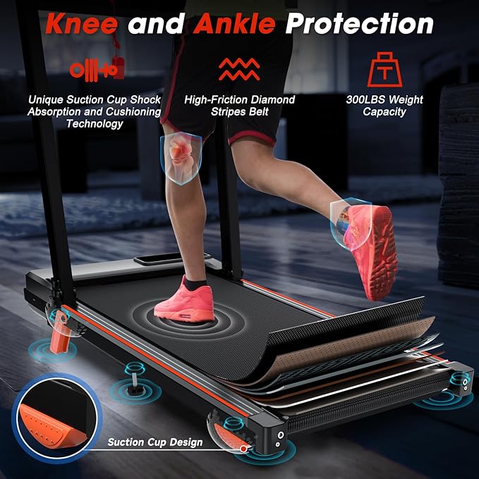 Folding 3 in 1 Walking Pad Treadmill with Handle Bar & Incline, 300 lb Capacity, Portable Under Desk Treadmill for Home Small Spaces Office