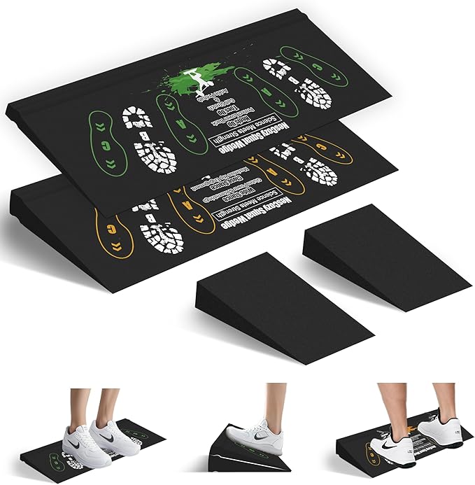 Squat Wedge Height-Adjustable Slant Board: 2Pcs Wide Wedges for Weightlifting Leg Glute Workout Improve Strength and Mobility for Gym Home