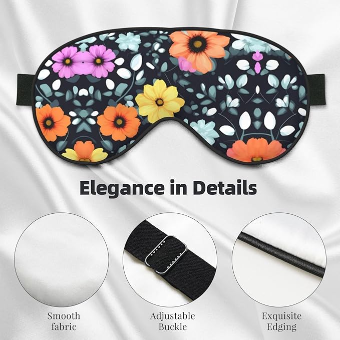 Beautiful Colourful Flowers Head-Mounted Double-Sided Light-Blocking Sleeping Eye mask to Protect Eyes and Relieve Eye Fatigue