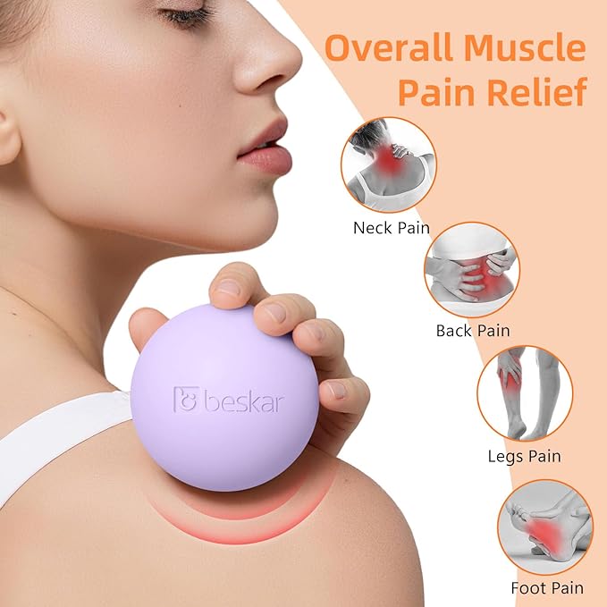 Massage Lacrosse Balls for Myofascial Release, Trigger Point Therapy and Yoga Therapy, Foot Massage Ball to Relieve Plantar Fasciitis Purple