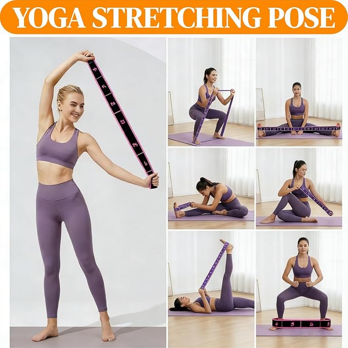 Fitness Resistance Band for Stretching and Yoga, Number Stretch Resistance Band with Clear Markings, 8-Section Elastic Training Bands (3Psc)