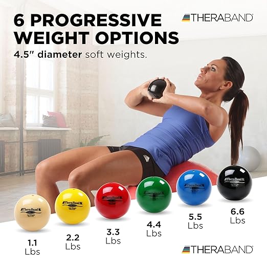 THERABAND Soft Weight, 4.5" Diameter, Weighted Balls for Baseball, Weighted Balls for Softball, Hand Held Ball Shaped Isotonic, Shoulder Strength, Rotator Cuff & Throwing Trainer, Tan, 1.1LB