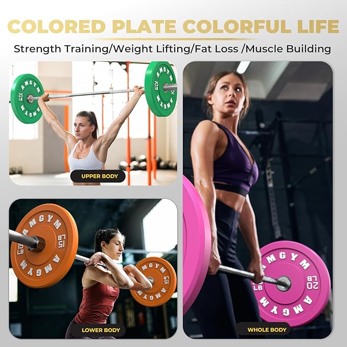 Weight Plate Tree Rack & Weight Set, Strength Training Plate Storage Stand and Barbell Holders for Home Gym, 1100 lb Weight Capacity, Fits Both 1" and 2" Bumper Plates