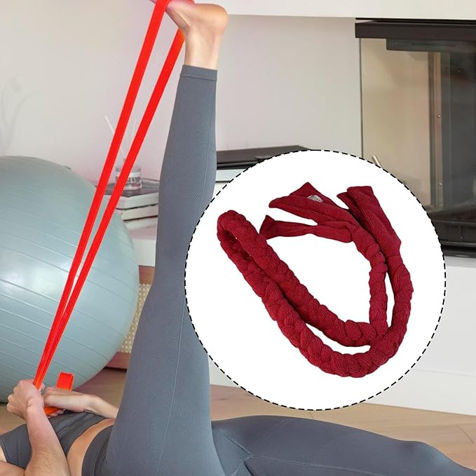 Pilates Rope Red for Women Soft Polyester 120 Cm Braided for Stretch Out for