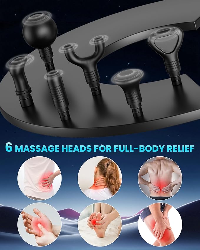 Massage Gun Deep Tissue, Portable Percussion Electric Muscle Massager for Pain Relief, Handheld Massagers with 30 Speeds & 6 Attachments for Back and Neck, Gifts for Men Women