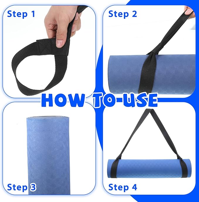 Black Yoga Mat Carrier, Multi-purpose Strap for All Mat Sizes, Easy-Cinch Yoga Mats Holder for Carrying and Organizing, Adjustable Straps Hands-Free - (Mat Not Included)