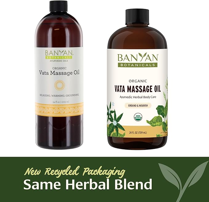 Banyan Botanicals Vata Massage Oil – Organic Herbal Massage Oil for Calm & Relaxation – Ayurvedic Oil with Organic Ashwagandha (Withania Somnifera) – 24 oz – Non-GMO Sustainably Sourced Abhyanga Oil