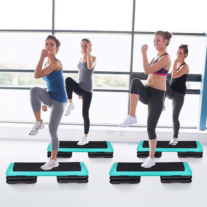 ZenStyle 43" Adjustable Aerobic Stepper Bench with 4/6/8 Inch Risers, Non-Slip Surface for Cardio, Strength Training & Home Fitness Workout