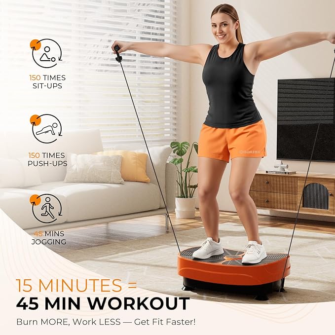 GORISE Vibration Plate Exercise Machine, Vibrating Plate for Lymphatic Drainage & Weight Loss - Full Body Workout Fitness Platform with Remote, Resistance Bands, Home Gym Equipment for Muscle Relief
