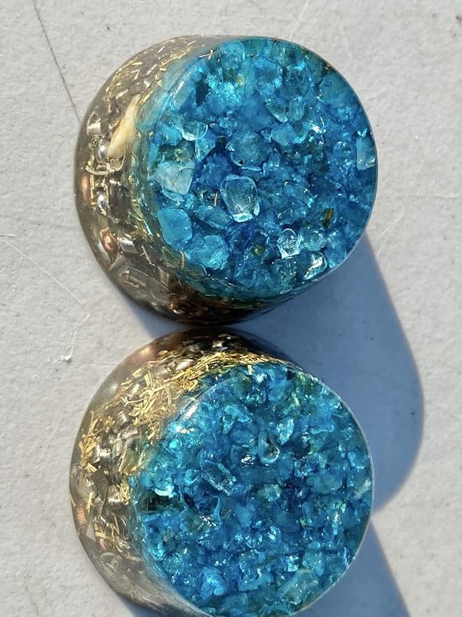Blue Topaz Orgone Generator Energy Accumulator 528Hz/7.83Hz/Advance Harmonics Many Beautiful Ingredients and Colors!! (Blue Topaz)