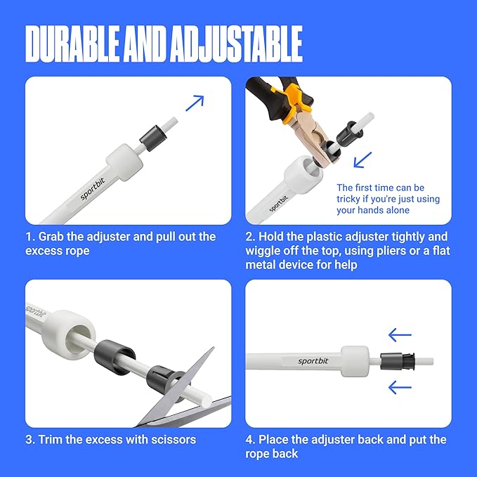 SPORTBIT Adjustable Jump Rope for Fitness and Exercise – Skipping Rope for Cardio, Boxing, and Weight Loss – Speed Rope perfect for Men & Women