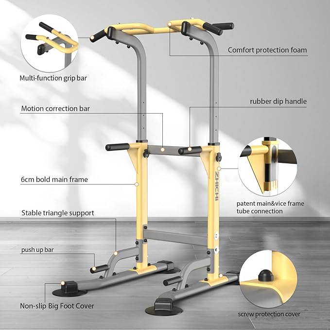 Pull Up Dip Station For Home Gym Strength Training Fitness Workout Station Chin-Ups Push-Ups Pull-Ups Dip-Ups 330LBS T055CDC