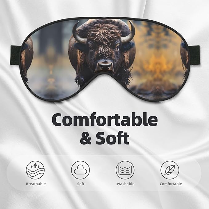 North American Bison Head-Mounted Double-Sided Light-Blocking Sleeping Eye mask to Protect Eyes and Relieve Eye Fatigue