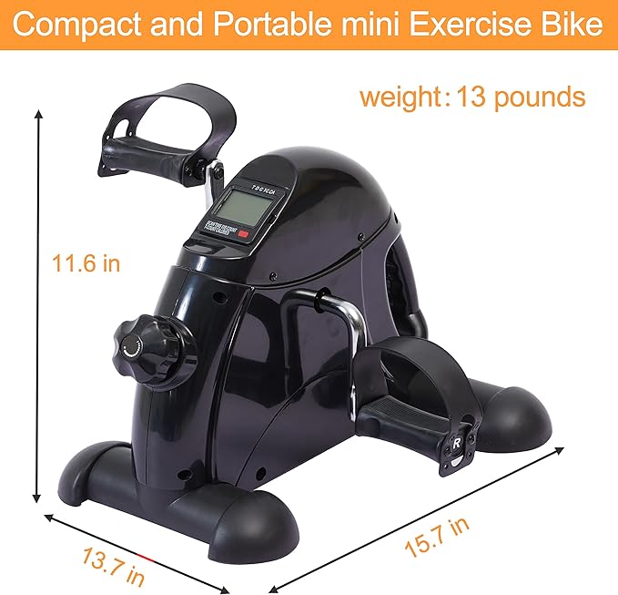 Pedal Exerciser Under Desk Bike Mini Exercise Bike for Leg and Arm Cycling Exercise Portable Peddler with LCD Display