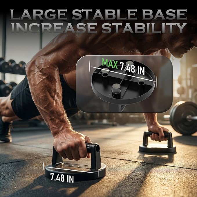 Push Up Bars Strength Training Equipment, Ergonomic Grips, 7.48" Base for Increased Stability, Home Gym Equipment, Push Up Stands Handle for Floor Workouts ﻿