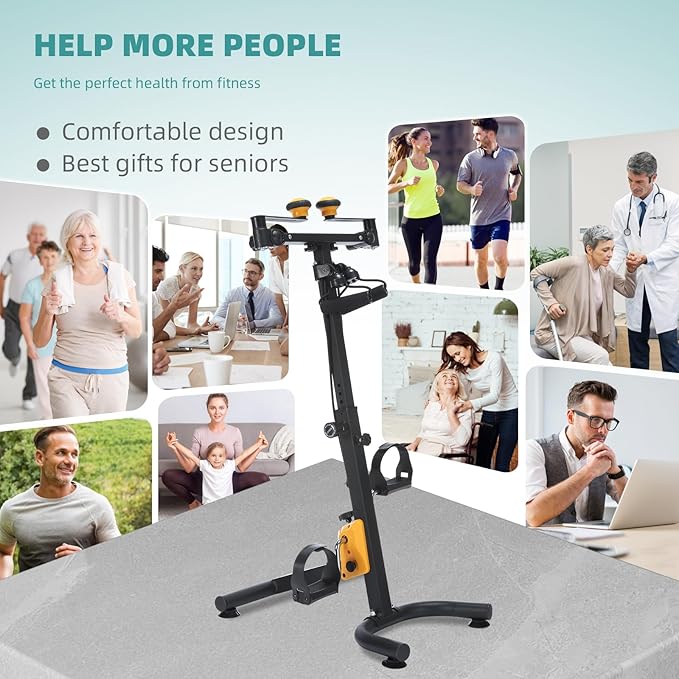 MEETWARM Pedal Exercise Bike for Seniors, Hand Arm Leg & Knee Peddler Adjustable Fitness Equipment, Folding Recovery Physical Therapy Home Exercise Bike for Elderly, Portable Bicycle Exerciser Machine