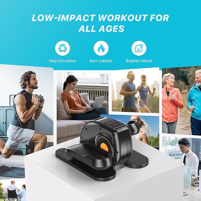 NEWBULIG Under Desk Elliptical Machine, Ellipse Leg Exerciser As Seen On TV with Remote Control, 12 Adjustable Speeds, Forward & Reverse, Mini Ellipse Leg Trainer for Home & Office